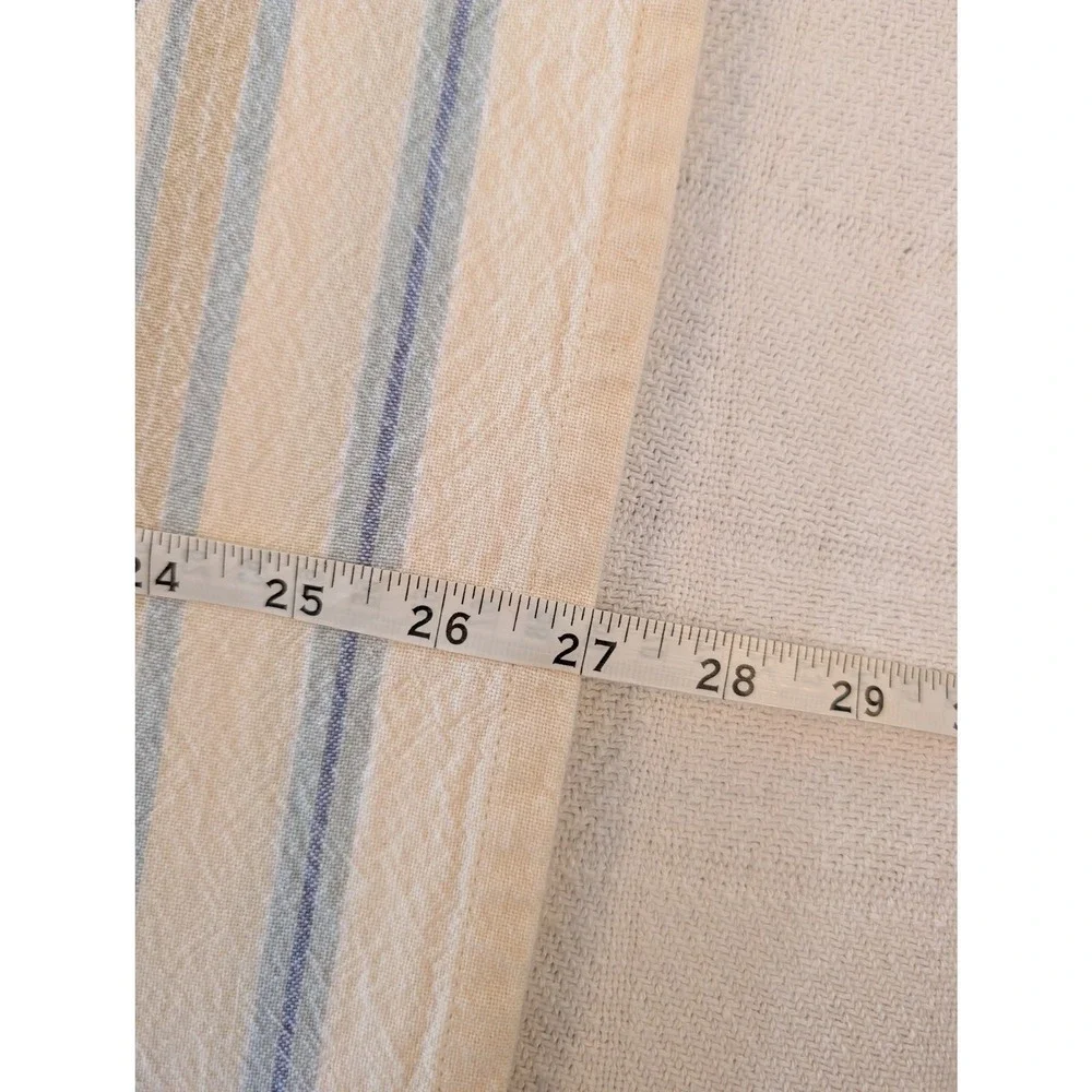 VTG 100% Cotton Coastal Colors Tablecloth Blue Tan Cream Woven Farmhouse 54x76